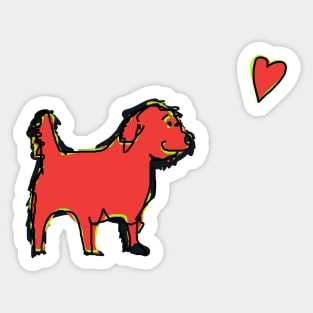 Valentines Day Cute Dog Found Red Heart Sticker